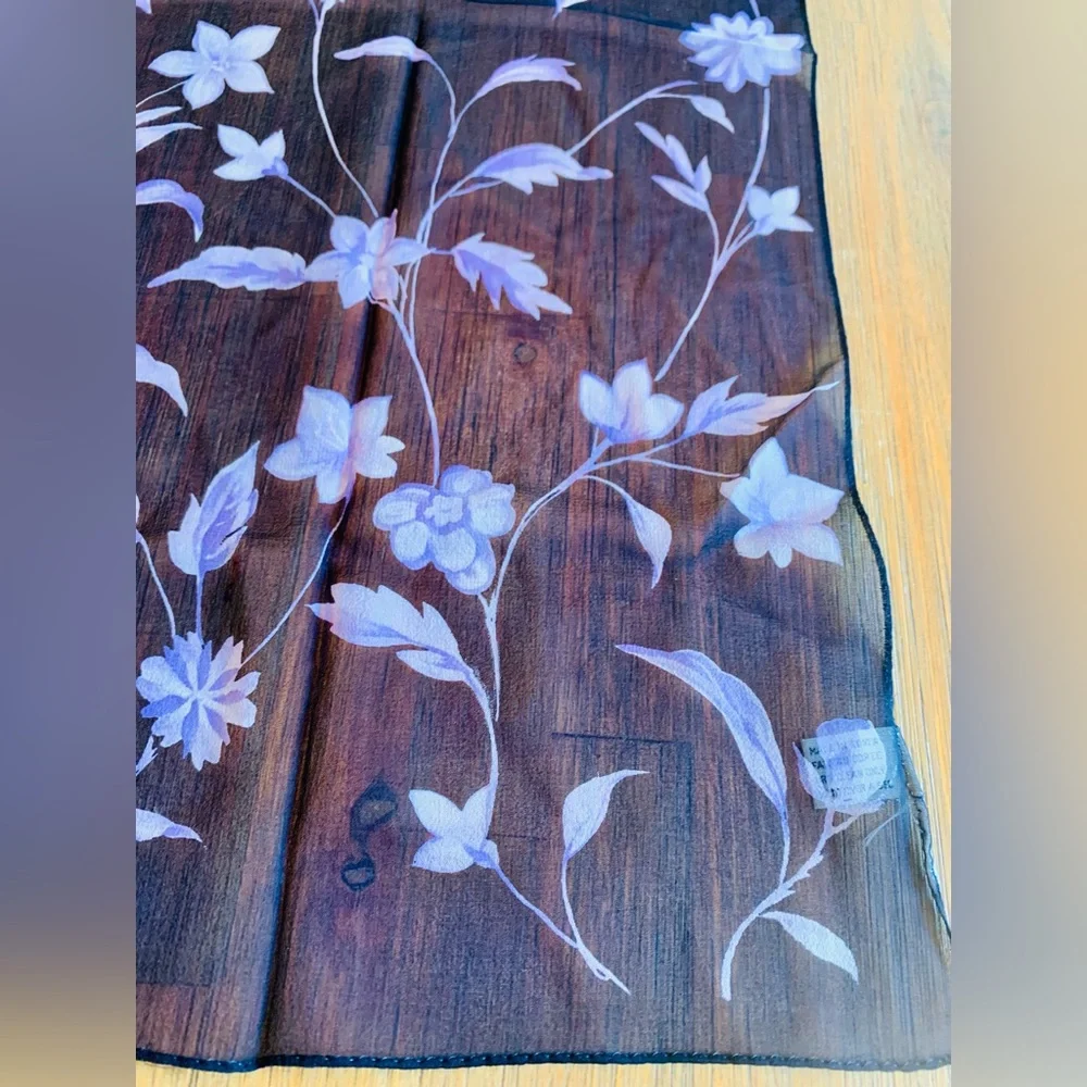 Silk Floral Blue purple long Scarf
